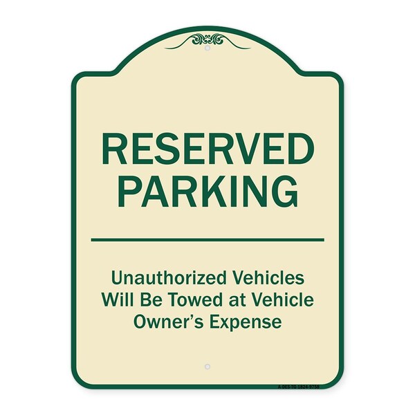 Designer Series-Reserved Parking Unauthorized Vehicles Will Be Towed Vehicl, 24" x 18", TG-1824-9758